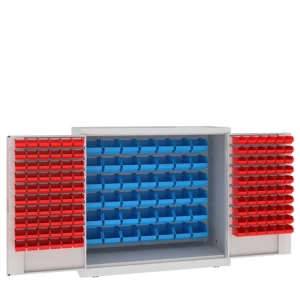 Szafa warsztatowa MSW112/5-11s – ciężka, z pojemnikami warsztatowymi 224×114 mm i 119×77 mm