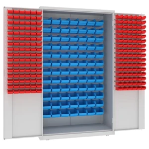 Szafa warsztatowa MSW212/5-09s – ciężka, z pojemnikami warsztatowymi 224×114 mm i 119×77 mm
