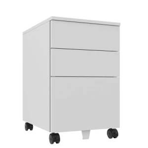 Szafka przybiurkowa Szp 630 – trzyszufladowa, metalowa, wysoka, z blatem melaminowym 18 mm