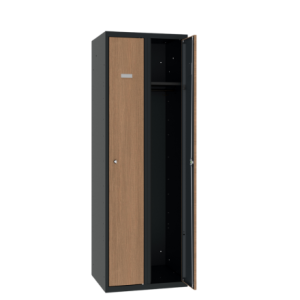 Szafa ubraniowa SUM 320 W st z drzwiami gładkimi z laminatem ORZECH WŁOSKI – dwukomorowa, dwie kolumny