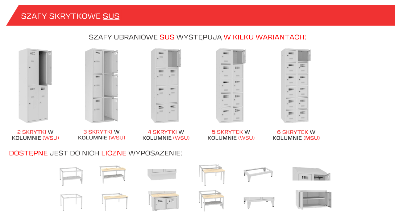 szafy skrytkowe różne modele i dodatkowe wyposażenie