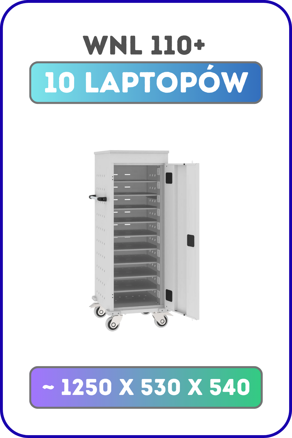 Wózek na laptopy WNL 110+ – 10 laptopów, mobilne ładowanie