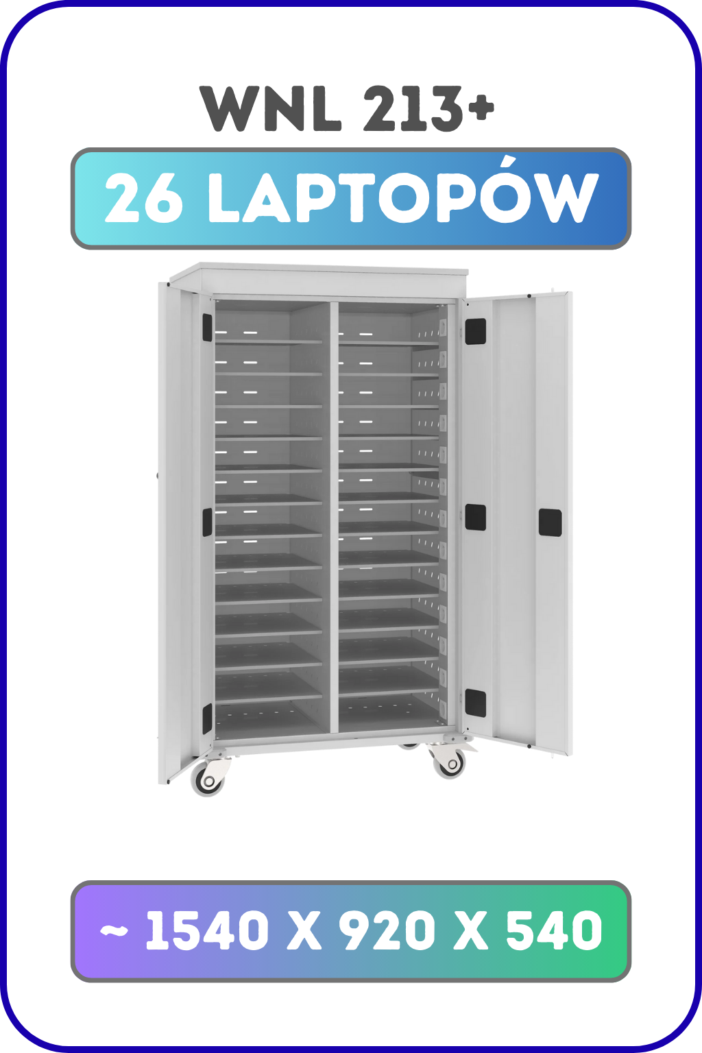 Wózek do ładowania laptopów WNL 213+ – 26 laptopów, moduł sekwencyjny