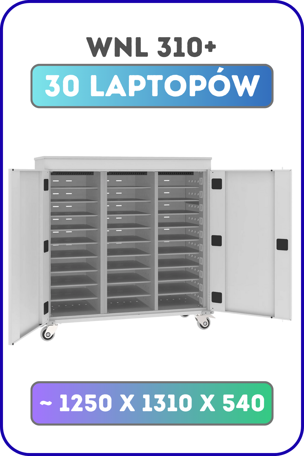 Wózek na laptopy WNL 310+ – 30 laptopów, mobilna pracownia szkolna
