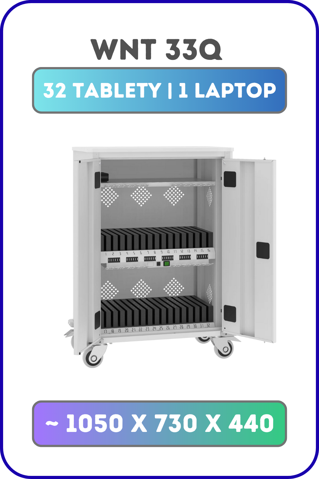 Wózek na tablety WNT 33Q – 32 tablety, przechowywanie i ładowanie