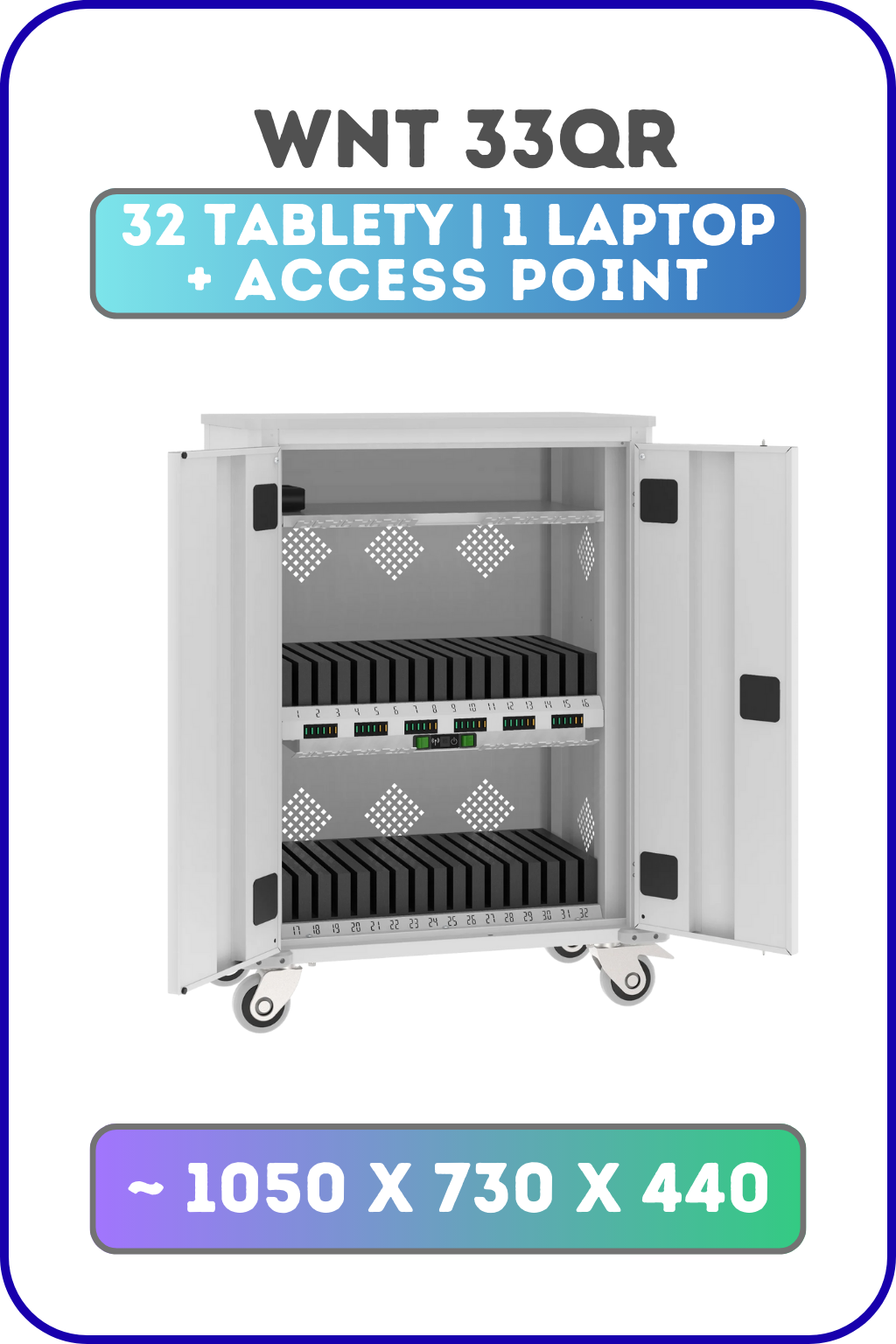 Wózek na tablety WNT 33QR – Access Point, mobilna pracownia